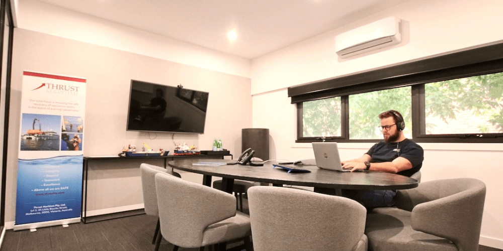 man working in small office space, office space for rent, office for rent, Melbourne office rental - Storage Glen Iris